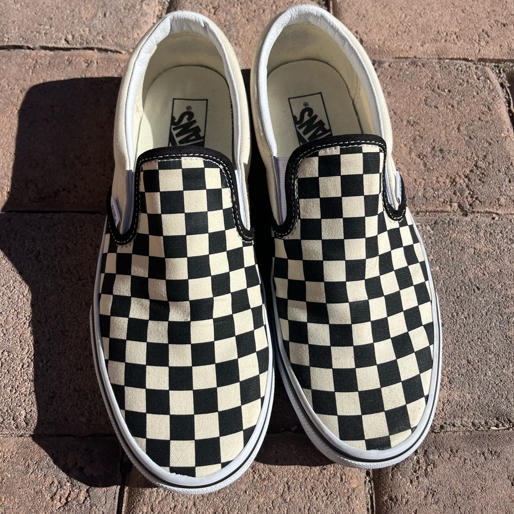 Vans Black and White Checkerboard Slip-Ons
